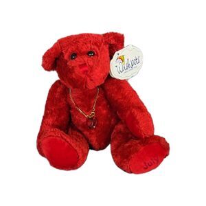 VTG WISHPETS July Teddy Bear Ruby Anniversary Gem 6" Red Plush Stuffed Animal